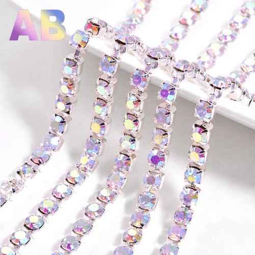 Gambar Crystal Austria Rantai AB Cangkang Silver, Kristal Renteng Bening - 3mm ss12 dari Cutteristic Jakarta Selatan Tokopedia