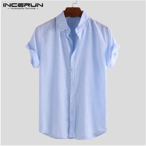 Jual INCERUN Men Short Sleeve Linen 