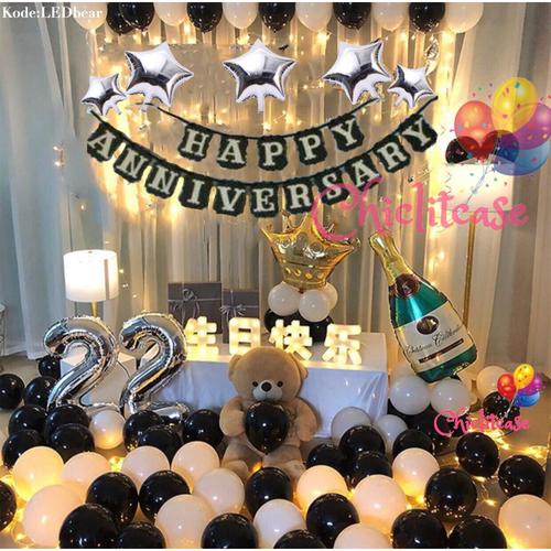 Foto Produk Set paket balon happy anniversary romantis love surprise elegant fancy dari chic lit case
