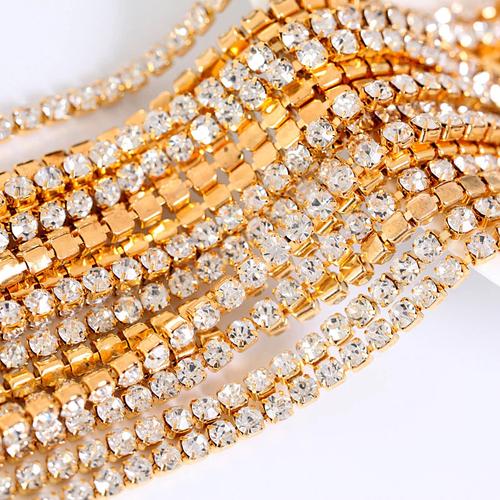 Gambar Crystal Austria Rantai Clear Cangkang Emas, Kristal Renteng Bening - ss6 2mm dari Cutteristic Jakarta Selatan Tokopedia