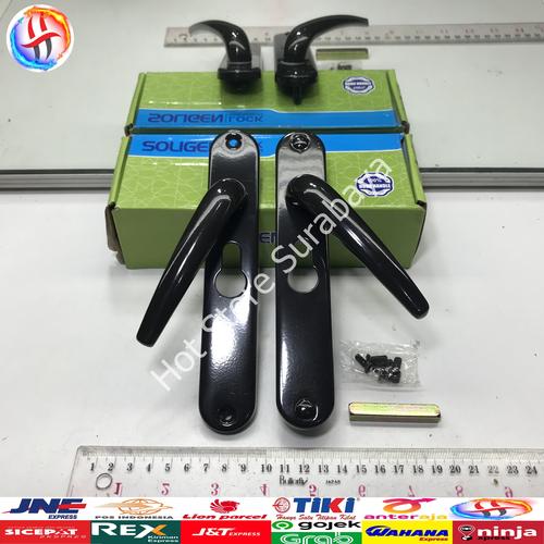 Foto Produk Handle Kunci Pintu Aluminium Pintu Kasa Kawat Soligen Set Hitam - Putih dari Rolins Surabaya