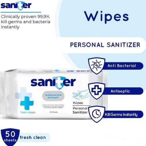 Foto Produk Tissue Wipes Saniter Antibacterial Antiseptic 50 Sheets dari Yogieyo