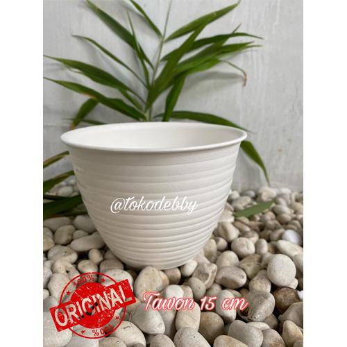 Foto Produk Pot Tanaman dan Bunga Plastik Putih Tawon 15 cm dari Toko Debby