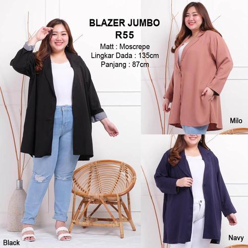Foto Produk Blazer Jumbo Baju Outer Atasan Wanita Bigsize Lengan Panjang - Moren Hitam dari Paphika