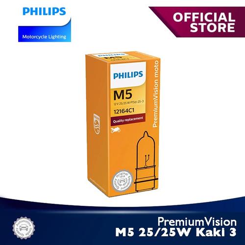 Foto Produk PremiumVision 25/25W-3 M5 ( Kaki 3 ) 12164C1 Bola Lampu Motor Philips dari Philips Moto