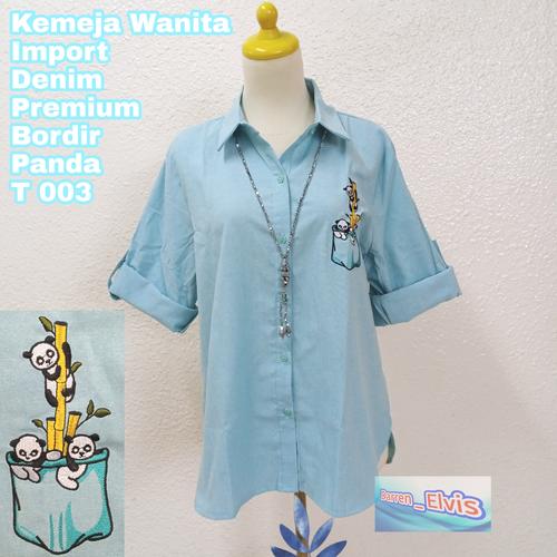 Foto Produk Kemeja Wanita / Denim Tosca / Bordir Panda T003 XXXL dari Darren Elvis