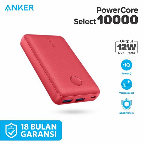 Foto Produk Powerbank Anker Powercore Select 10000mAh Black - A1223 - Merah dari Anker Indonesia