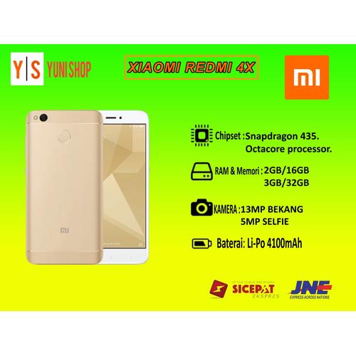 Foto Produk Xiaomi Redmi 4x Ram 2GB - 16GB Black Garansi 1 Tahun - Kuning dari yunishop00