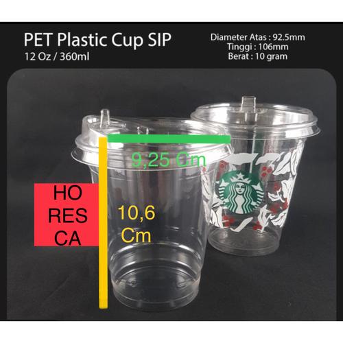 Foto Produk Plastic Cup PET / Gelas PET 12 Oz + Strawless Lid @50 Pcs SIP 92.5 dari HoResCa
