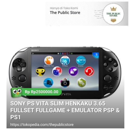 Jual SONY PS VITA SLIM HENKAKU 3.65 FULLSET FULL GAME + EMULATOR PSP \u0026 PS1  - 32GB, BLACK - Kota Bekasi - The Public Store | Tokopedia