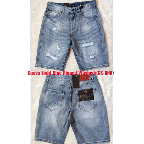 Jual Celana Pendek Guess Blue Ripped 