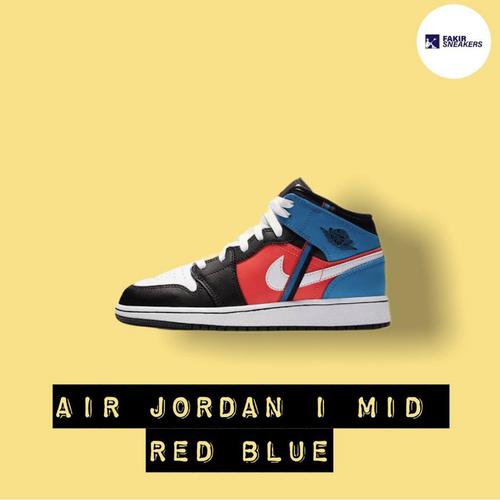 Jual NIKE AIR JORDAN 1 MID RED BLUE 