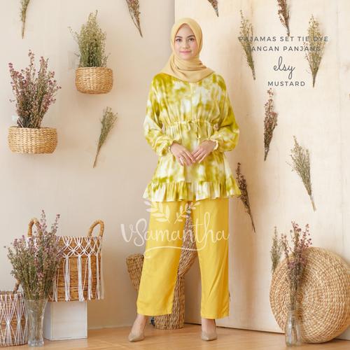 Foto Produk Pajamas / Piyama Set Tie Dye Muslim Rempel Busui Friendly Elsy - Mustard dari Beli Mukena