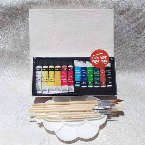 Foto Produk Paket Melukis, Paket Lukis, Kuas, Cat set 12, Palet, Kanvas 20 x 20cm dari Toko Seni Rupa - Rupa