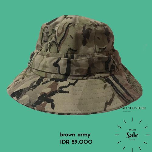 Jual Bucket hat Brown army - Kota 