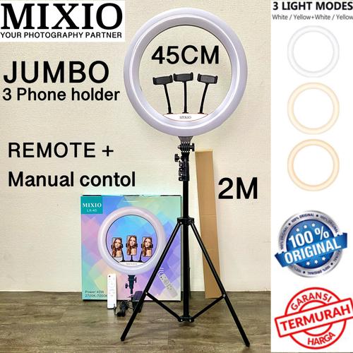 Foto Produk Ring Light 45cm + Light Stand Tripod 2M with 3 Holder HP & Remot 18INC - NO TAS dari Mix acc88