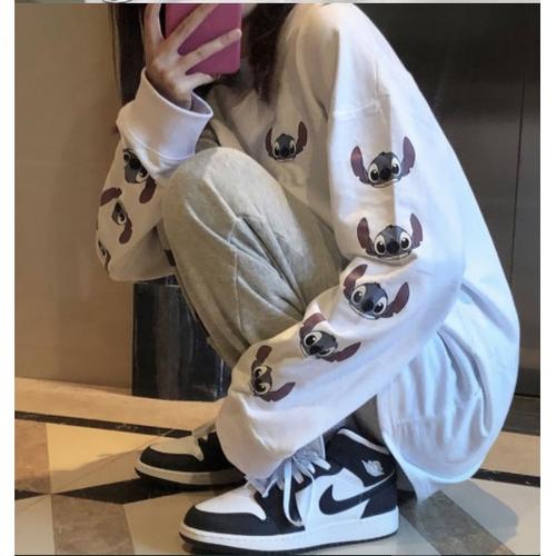 Foto Produk Sweater Model XXL Oversize Putih Lilo Tangan Panjang Simple Termurah dari Grosir Korean style