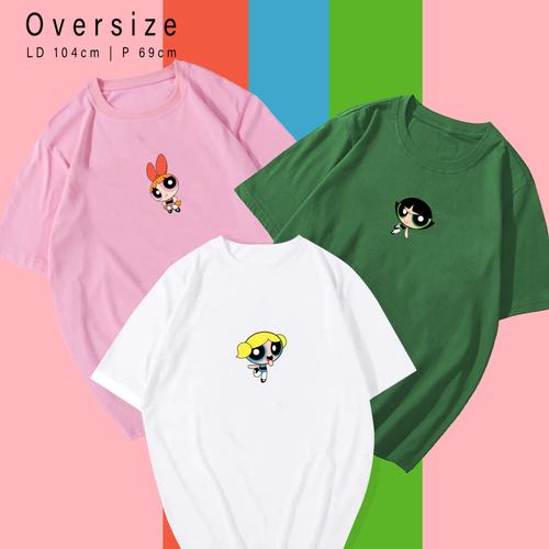 Foto Produk POWER PUFF GIRLS - Kaos Santai Wanita / Pria Unisex fit To XL Oversize - Putih dari rever_woman