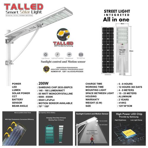 Jual LAMPU JALAN PJU SOLAR CELL TENAGA SURYA TALLED 200W LED Samsung ...