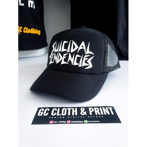 Jual Topi Trucker FUll black custom 