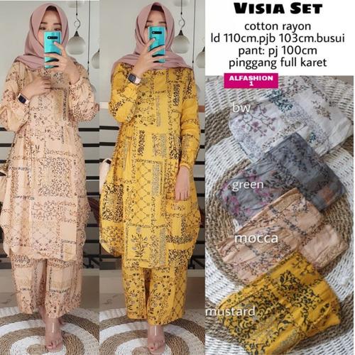 Foto Produk VISIA SET/SETELAN CELANA RAYON/SETCEL RAYON TERBARU - Hitam dari Celisia_Boutique