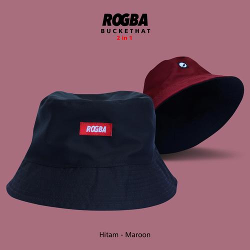 Foto Produk Topi Bucket Pria - Bucket Hat Pria murah ROSAL - Hitam Maroon dari Rompi Shalat