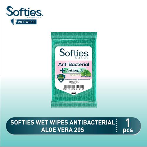 Foto Produk Softies Wet Wipes Antibacterial Aloe Vera 20s dari Softex Indonesia