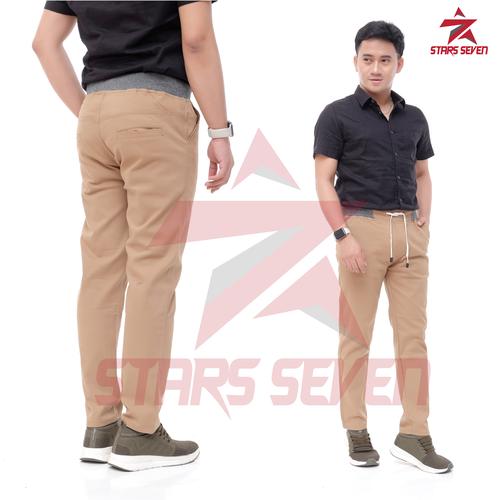Foto Produk Celana Chino Cino Panjang Pria Rip Karet Big Size Jumbo Katun Tebal - Mocca, M 29-30 dari Stars Seven Store