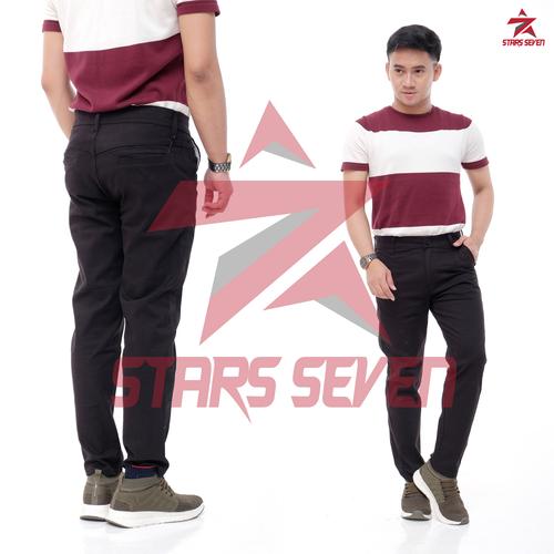 Foto Produk Celana Chino Cino Panjang Pria Slim Fit Big Size Jumbo Katun Tebal - Hitam, 27-28 dari Stars Seven Store