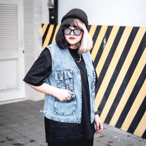Foto Produk JINISO Vest Jaket Jeans Oversize Blue Acid dari JINISO.ID
