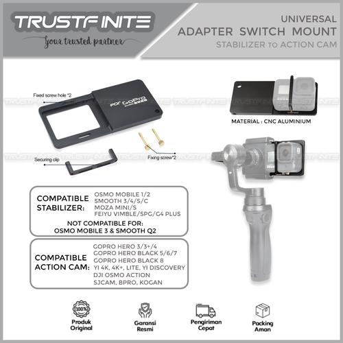 Jual Adapter Plate DJI Osmo Mobile for GoPro 3/3+/4/5/6, Zhiyun Smooth
