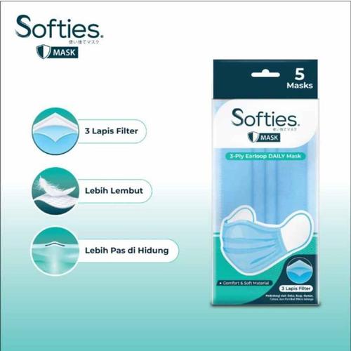 Foto Produk Softies Masker Daily Mask Earloop Hijab Anak Kids Masker Wajah 3 fly - EARLOOP 5s dari i do my hobbies