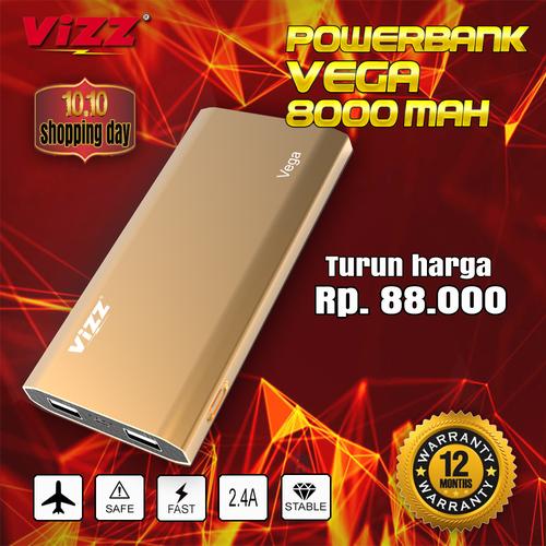 Foto Produk VIZZ POWERBANK VZ8800 VEGA 8000 MAH DUAL PORT REAL CAPACITY dari Vizz Official Store