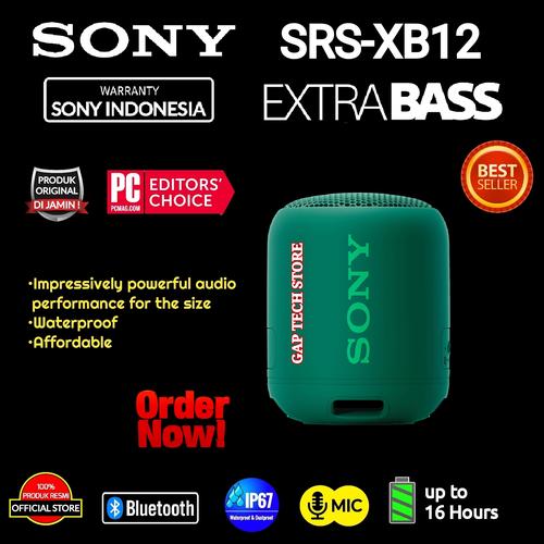 Foto Produk Sony SRS XB12 / SRS XB 12 Waterproof Bluetooth Speaker With EXTRA BASS - GREEN dari GAP TECH STORE