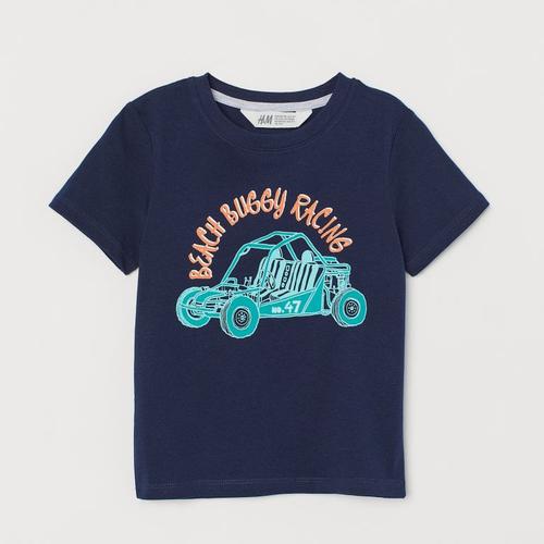 Jual H\u0026M Printed Tshirt - Dark Blue 