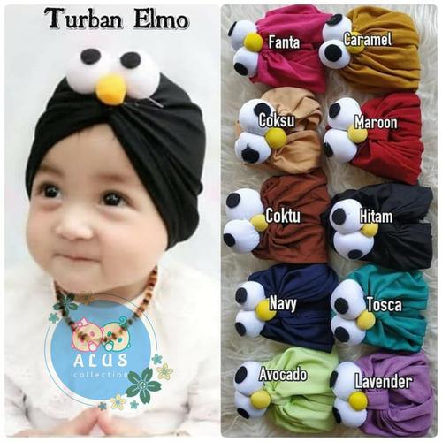 Foto Produk Turban Elmo | Turban Bayi Elmo | Turban Anak Elmo | - Hitam, 0-3 tahun dari alus Collection