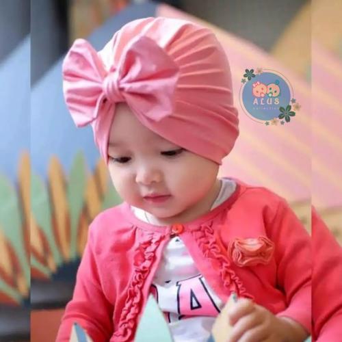 Foto Produk Topi Anak bayi turban knot/bando anak bayi turban knot/topi lucu anak - Merah Muda, 0-3 tahun dari alus Collection