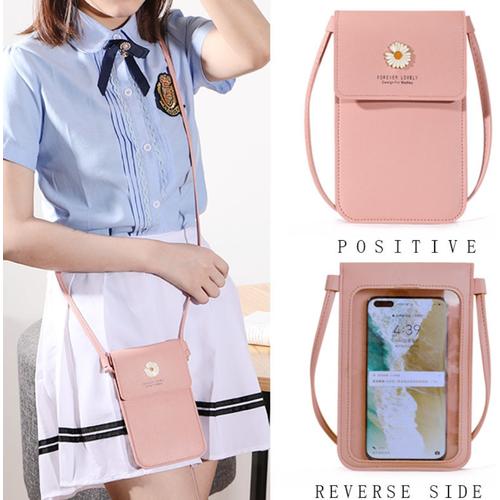 Foto Produk TS138 Tas Selempang Wanita Mini Kulit PU Daisy Flower Womem Bag - pink dari EnnWen Online Store