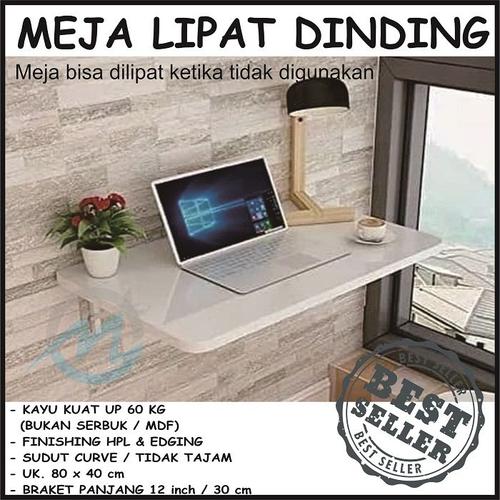 Gambar Meja Lipat Dinding 80 x 40 cm HPL - Hitam dari Meru Furniture Jakarta Timur Tokopedia