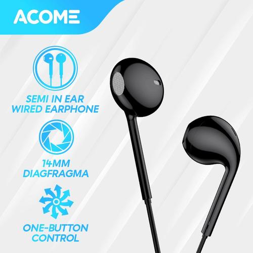 Foto Produk ACOME Headset Stereo Sound Microphone Semi In Ear Wired Earphone - Black dari Acome Indonesia