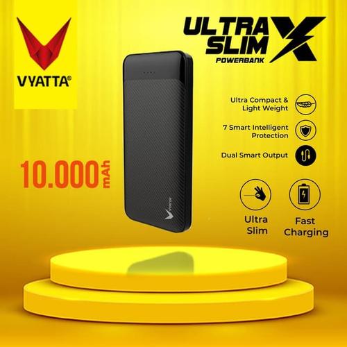 Foto Produk VYATTA ULTRA SLIM X POWER BANK TYPE C Input, DUAL, 2A FAST CHARGE - Hitam dari VYATTA INDONESIA