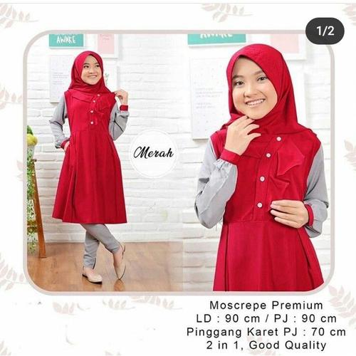 Foto Produk Baju Anak Perempuan Usia 6-8 Tahun SOPHIA SET KIDS Setelan Anak Muslim - red dari TOF Bandung