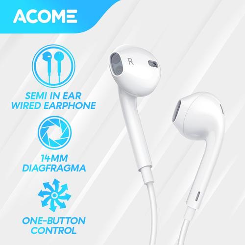 Foto Produk ACOME Headset Stereo Sound Microphone Semi In Ear Wired Earphone - White dari Acome Indonesia