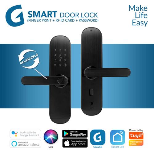 Gambar GALVEE Smart Door Lock Wifi Reversible - Fingerprint RFID Card Pin Key - Reversible dari Galvee Official Store Jakarta Pusat Tokopedia