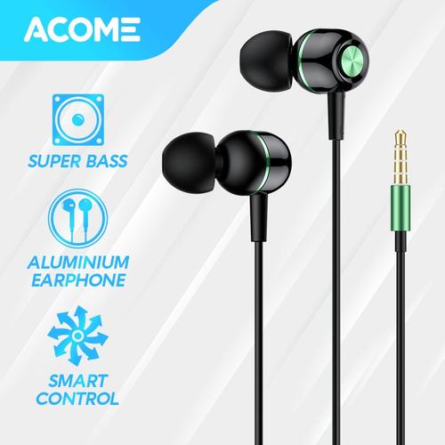 Foto Produk ACOME Wired Earphone Headset In-Ear Color Super Bass Headphone AW02 - Black Green dari Acome Indonesia