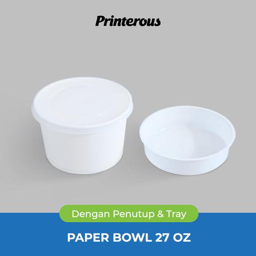 Foto Produk Paper Bowl / Mangkok Kertas 27 oz (800 ml) + Lid/Tutup + Inner/Tray dari Printerous