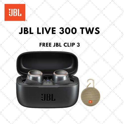 Foto Produk JBL Live 300 TWS Black Free JBL Clip 3 Sand dari JBL Official Store