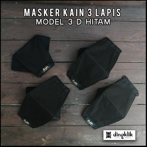 Foto Produk Masker 3D Kain 3 Ply HITAM - HEADLOOP dari Dingklik collection