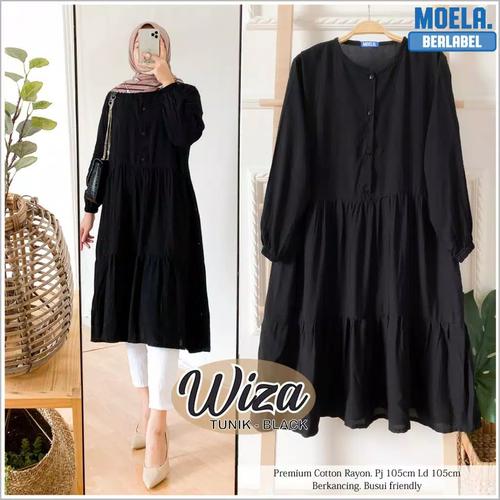 Foto Produk WIZA TUNIK Bahan Katun Rayon Tunik Atasan Wanita Muslimah Terbaru - Hitam dari Frilly Official Store