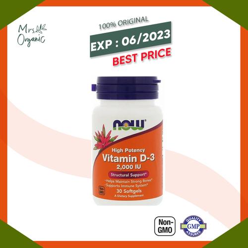 Foto Produk NOW FOODS VITAMIN D-3 2,000 IU 30 SOFTGELS FOOD D3 D 3 2000 2000IU dari Mrs Organic